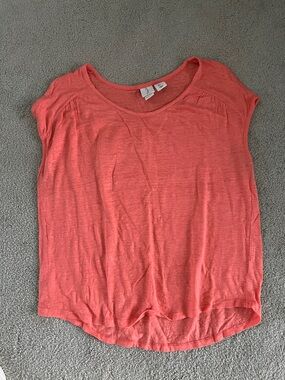 Joie Lightweight Coral Cap Sleeve Tee L